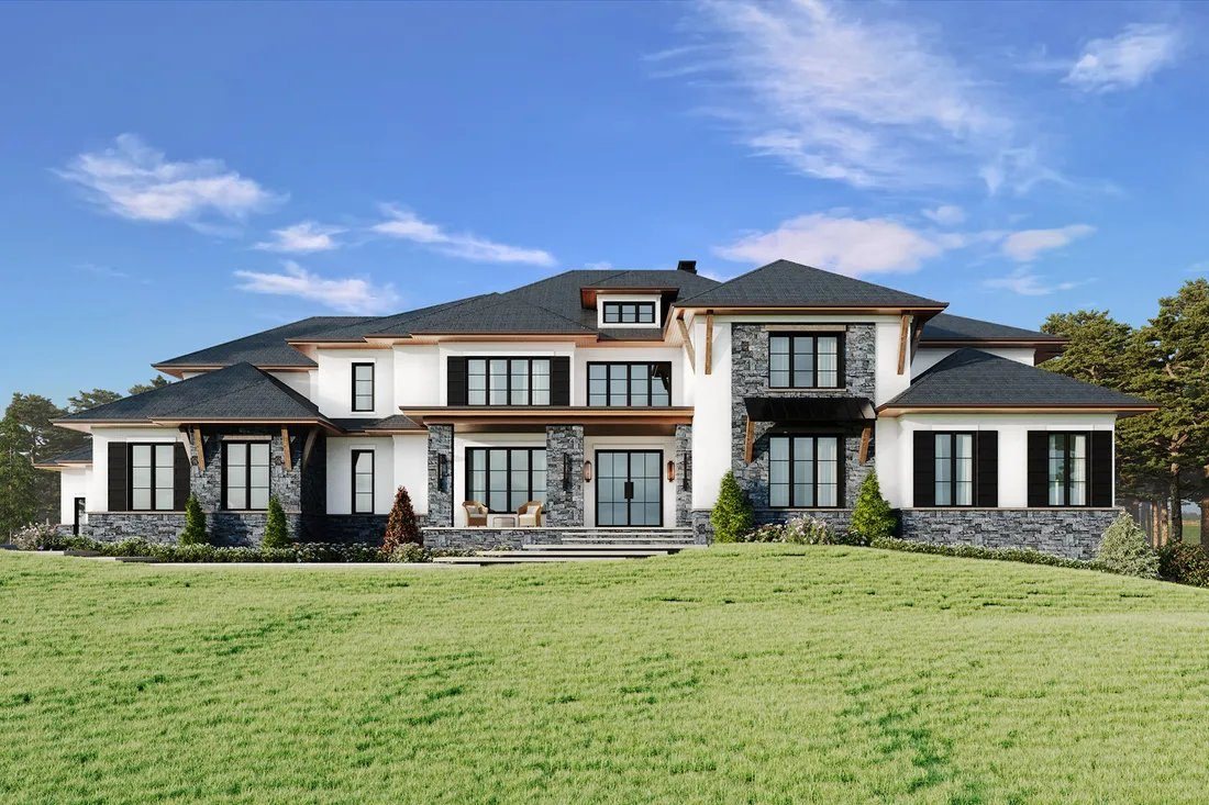 Modern estate home on a wide lawn in North Georgia